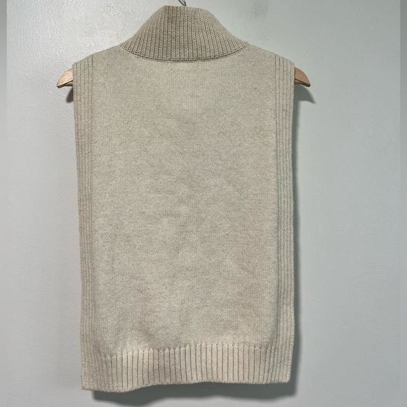 H&M Cream Knit Half-Zip Sweater Vest One Size High Neck Layering Piece - Picture 6 of 14